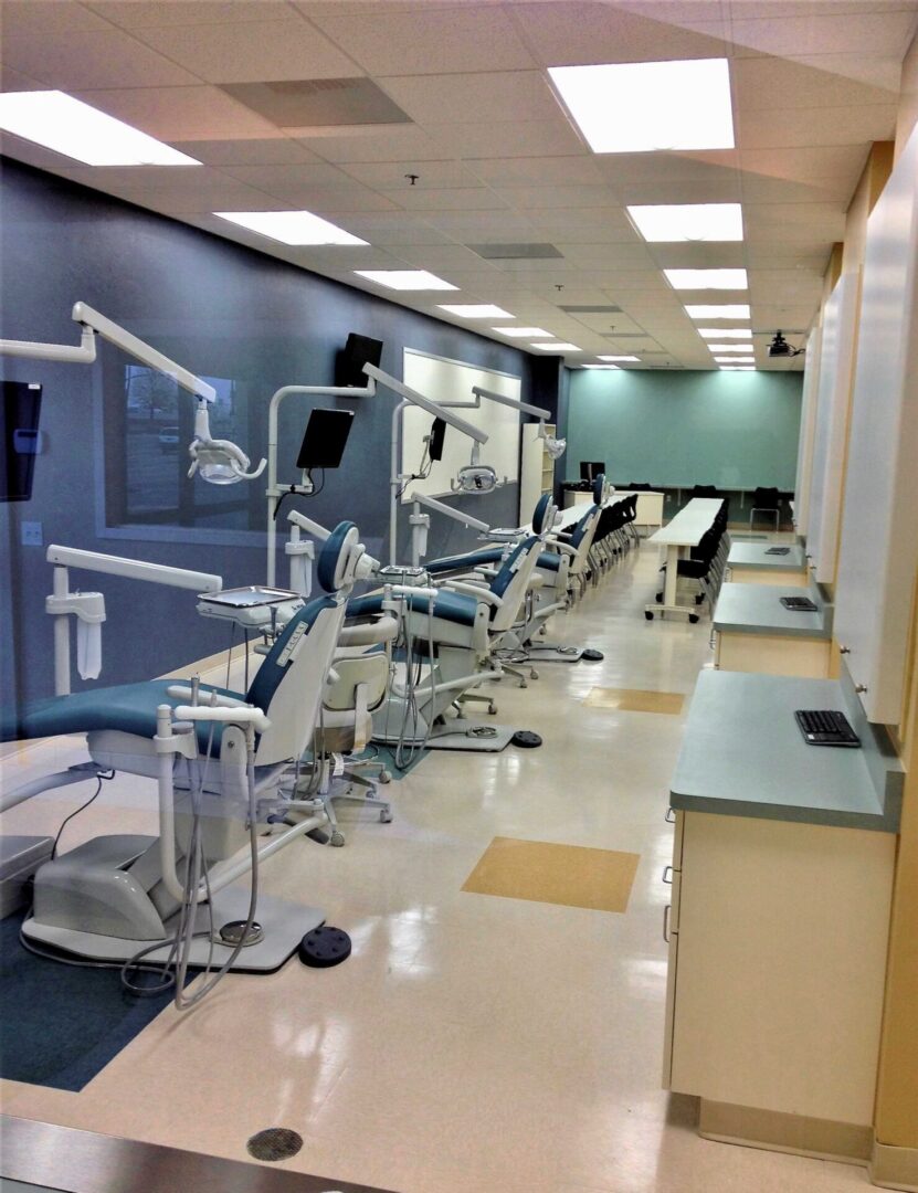 Inside view of medical college with dental chairs