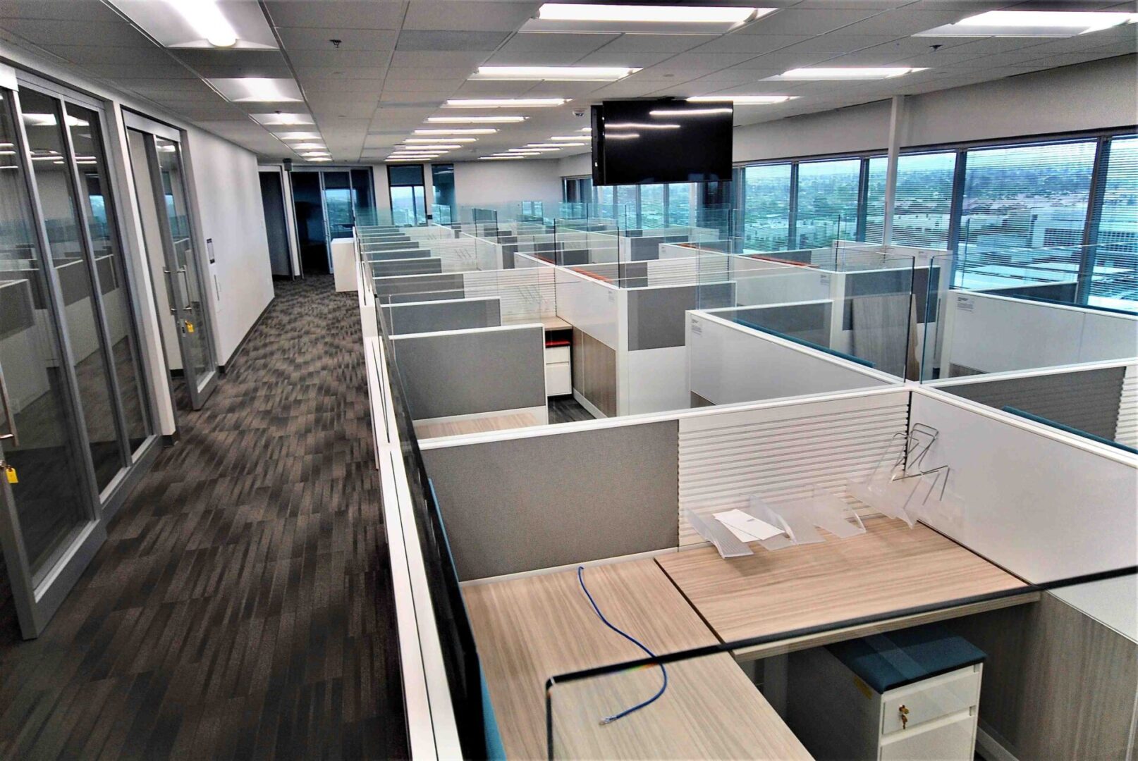 Inside view of office with personal cabins